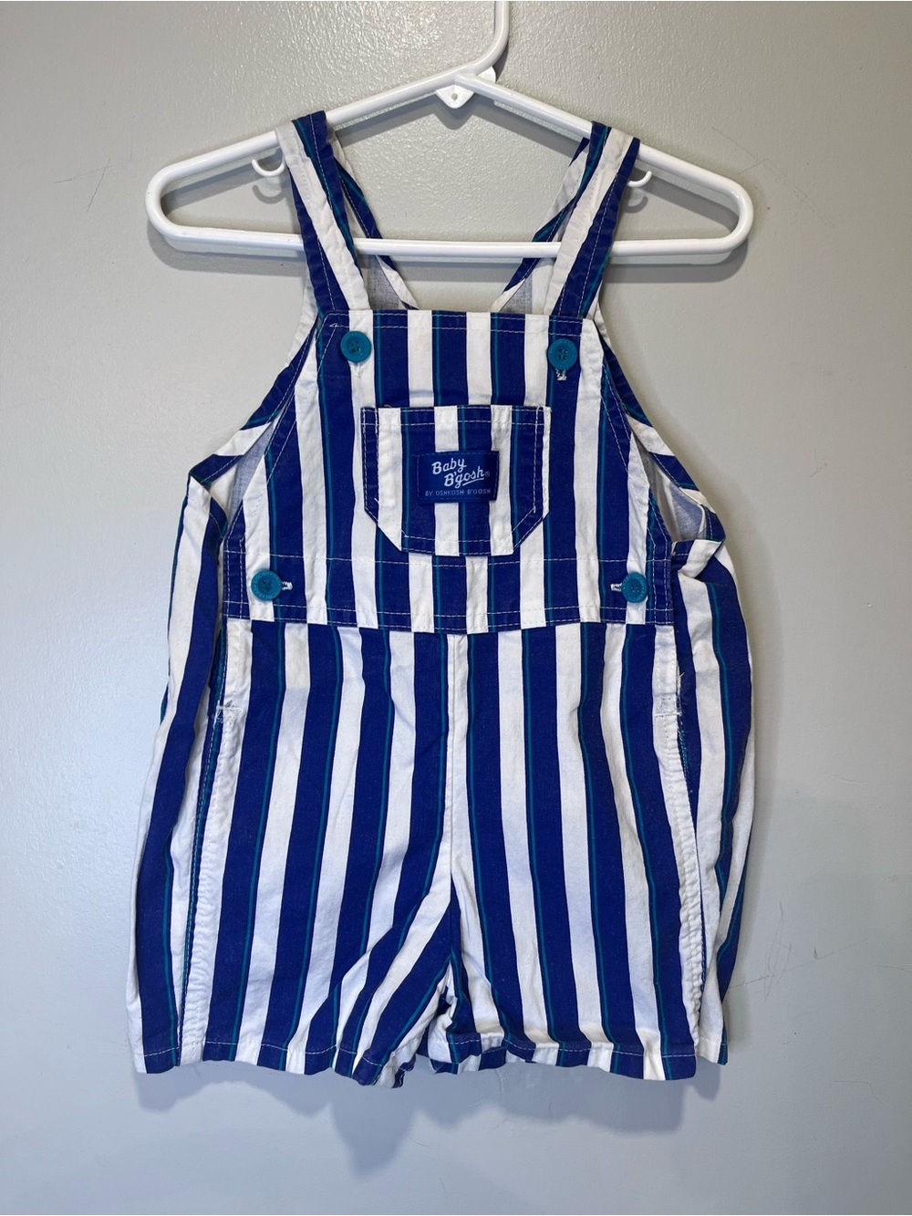 VINTAGE Baby B'Gosh Vestbak Bubble Shortalls-stripe Blue Blue Overalls 90s